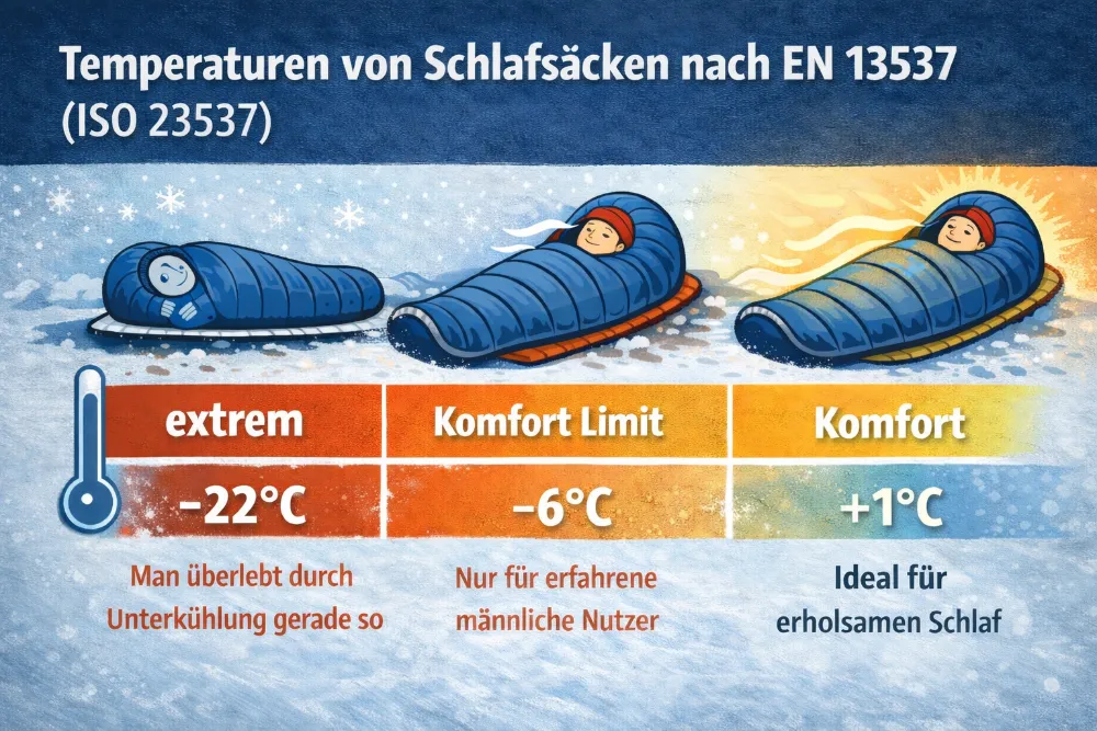 Die Temperaturbereiche, die beim Schlafsackkauf relevant sind