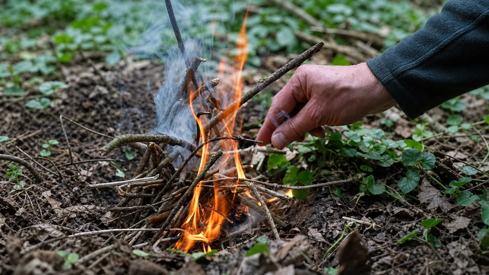 Feuer machen ohne Feuerzeug beim 1day Survival Training im Schwarzwald